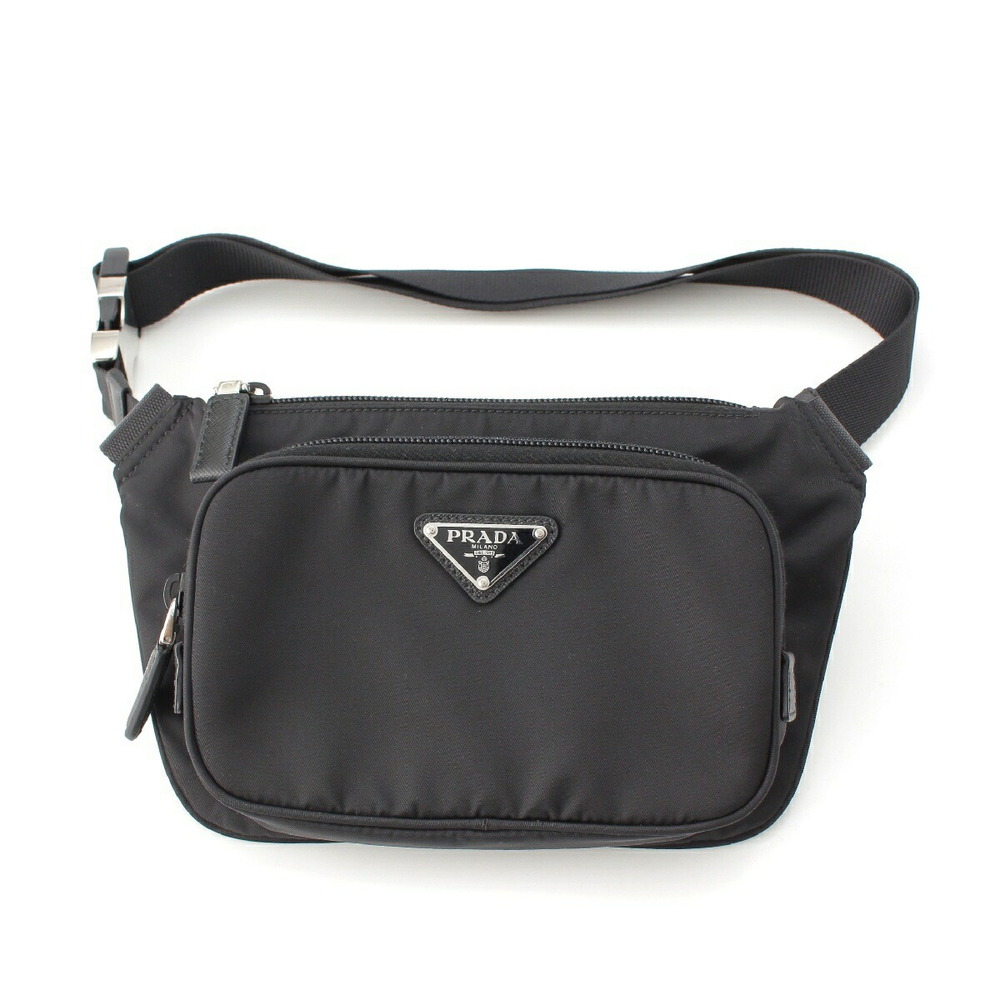 Prada Triangle Logo Re Saffiano Waist Bag Black - Picture 1 of 10